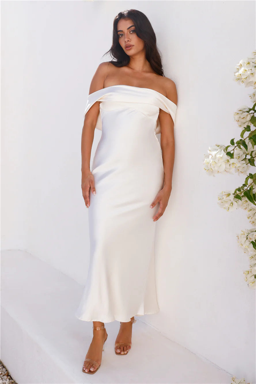 Precious Pearl Satin Maxi Dress