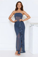 Starlit Seduction Strapless Maxi Dress Navy