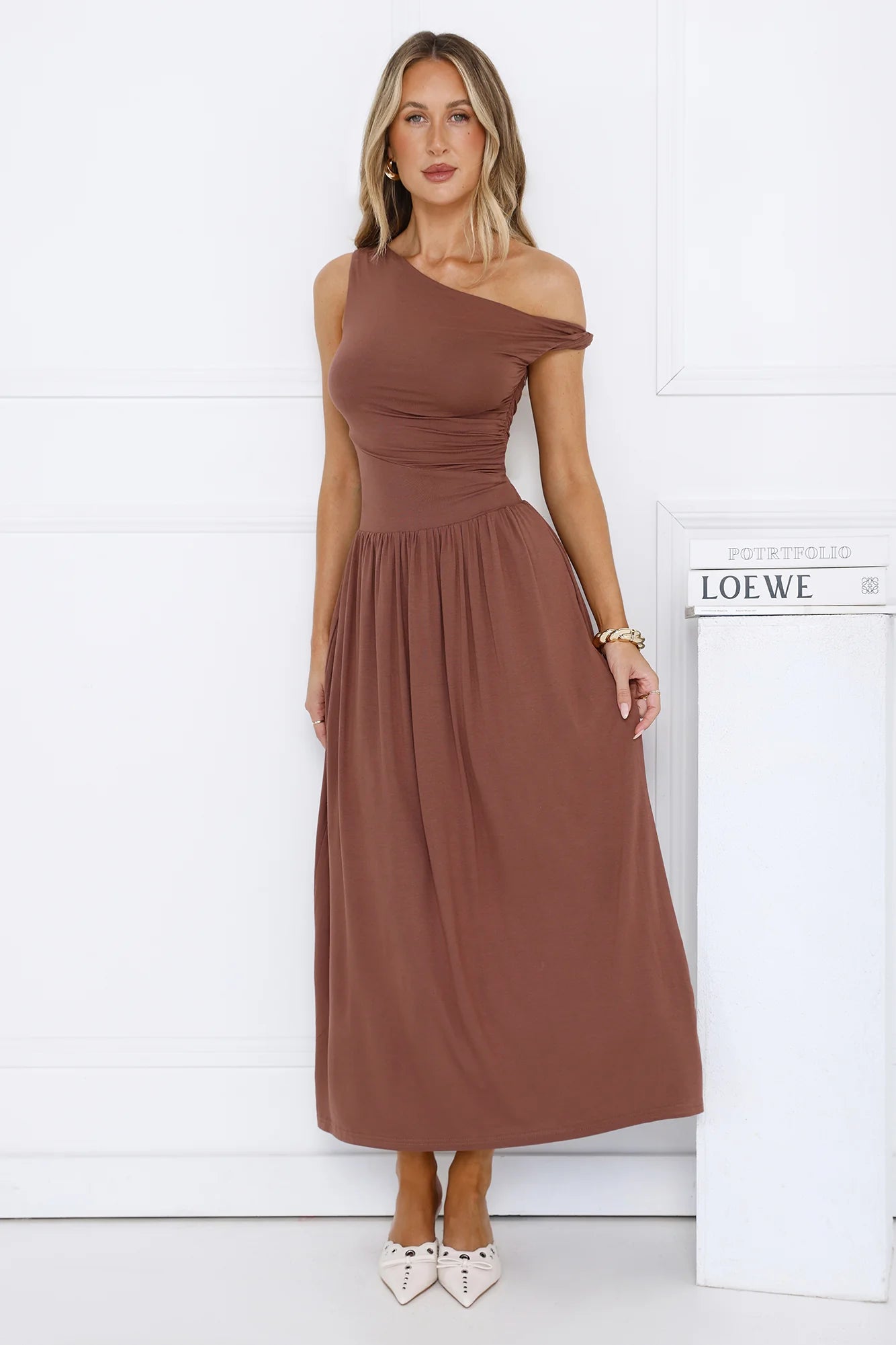 Coastal Daydream Off Shoulder Midi Dress