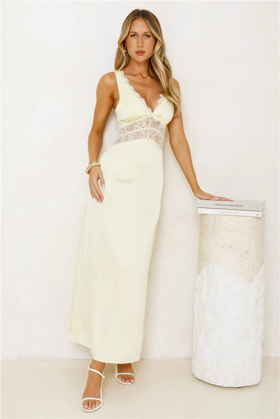 Softly In Season Satin Maxi Dress