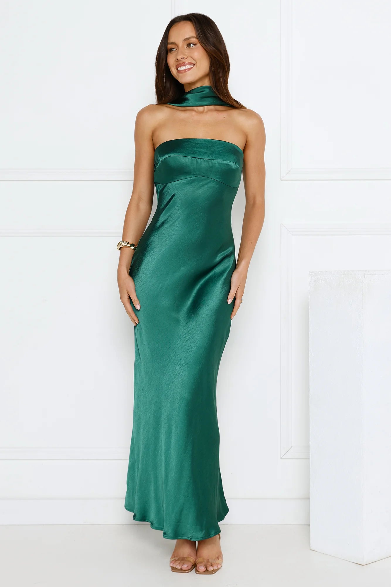 Precious Pearl Satin Maxi Dress