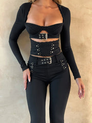 Clement Long Sleeve Top Black