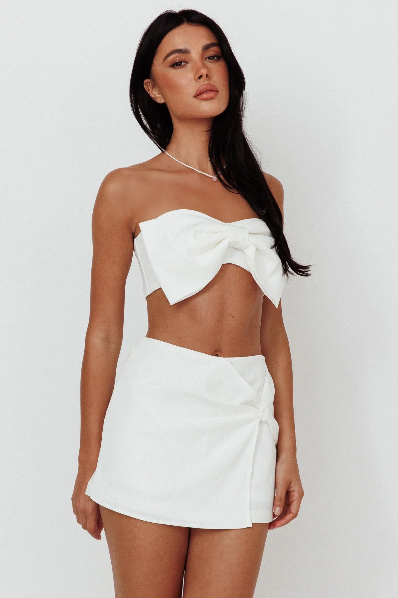 Stasia Bow Crop Top White