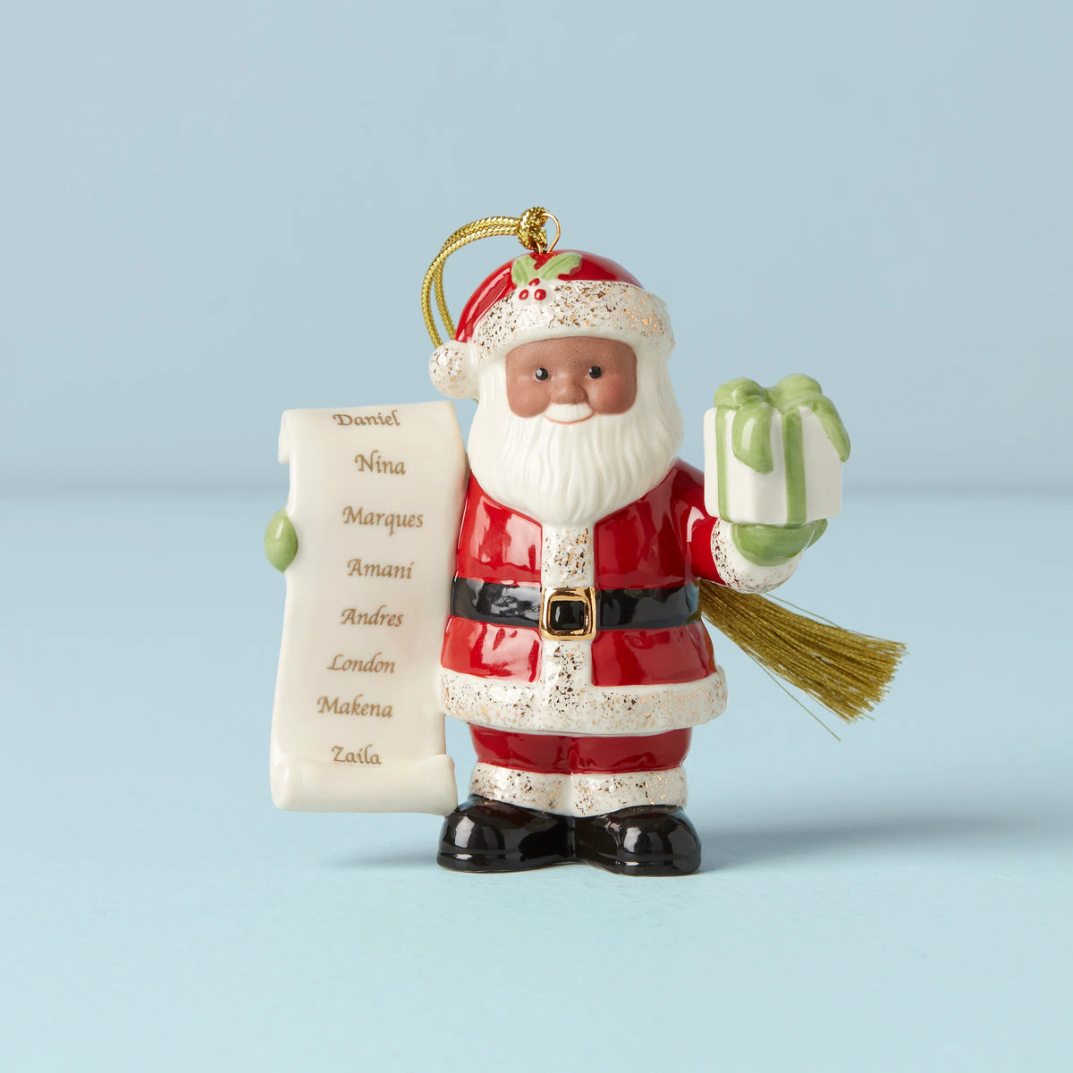 Personalized African American Santa Ornament
