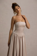 Keyton | Champagne Satin Bandeau Midi Dress