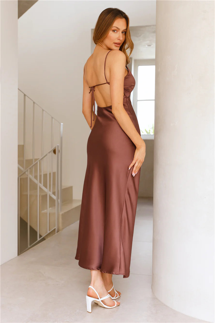 Chic 'Fit Slip Satin Maxi Dress