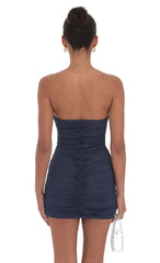 Foiled Corset Bodycon Dress in Navy