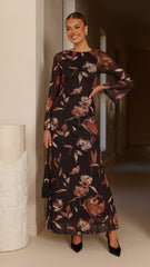 Koah Long Sleeve Maxi Dress - Flower Print