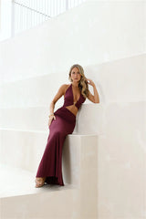 Lumia Halter Maxi Dress Plum
