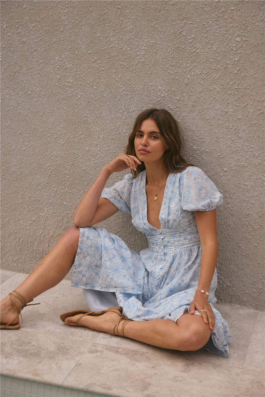 Floral Dreams Maxi Dress Blue
