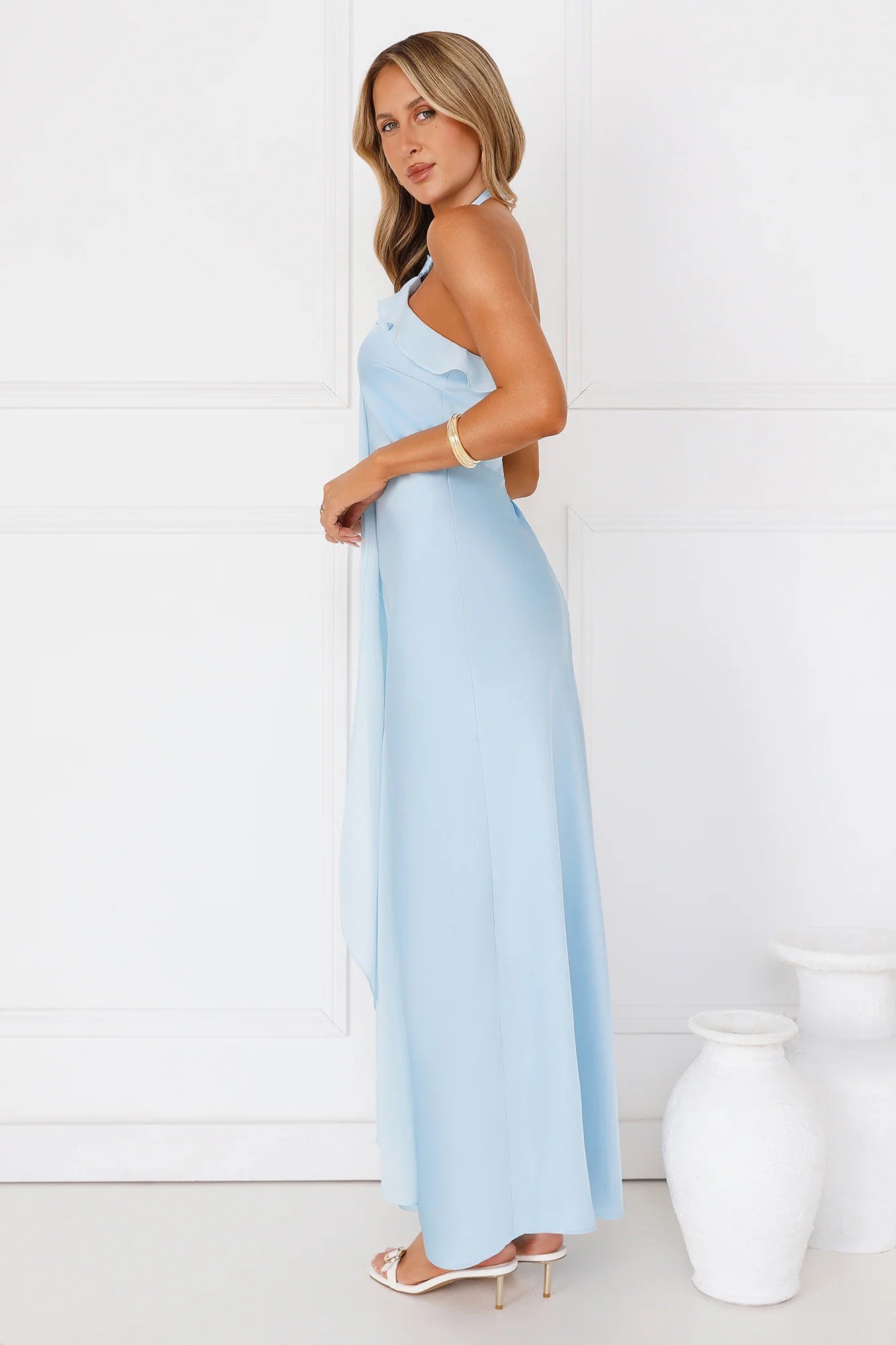 Luxora Lady Halter Satin Maxi Dress