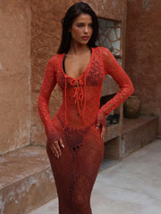 DIXIE MAXI DRESS KNIT ORANGE OMBRE