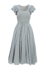 Hattie Dress in Dusty Teal Gingham