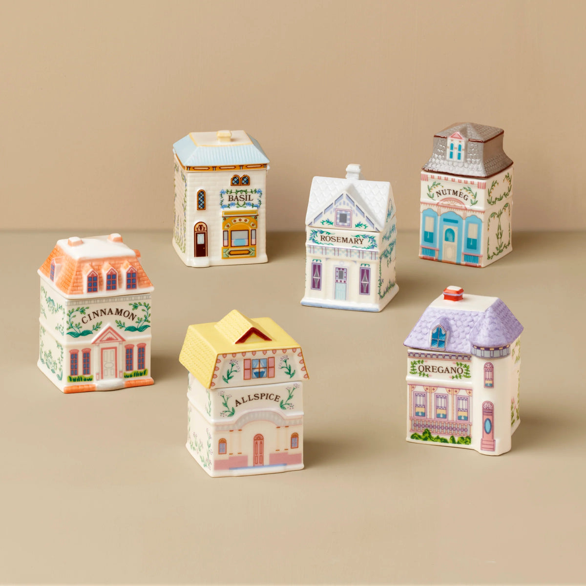 CS Lenox Spice Village 6-Piece Spice Jar Set #1