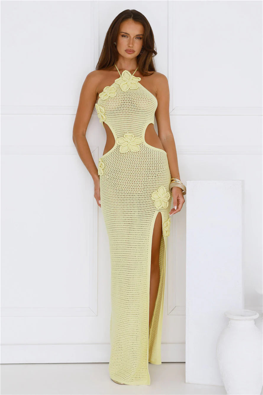 Monaco Sun Knit Halter Maxi Dress