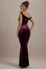 Neeka | Port Velvet Twisted Asymmetric Maxi Dress