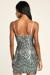 Lost In Your Eyes Teal Sequin Bodycon Mini Dress