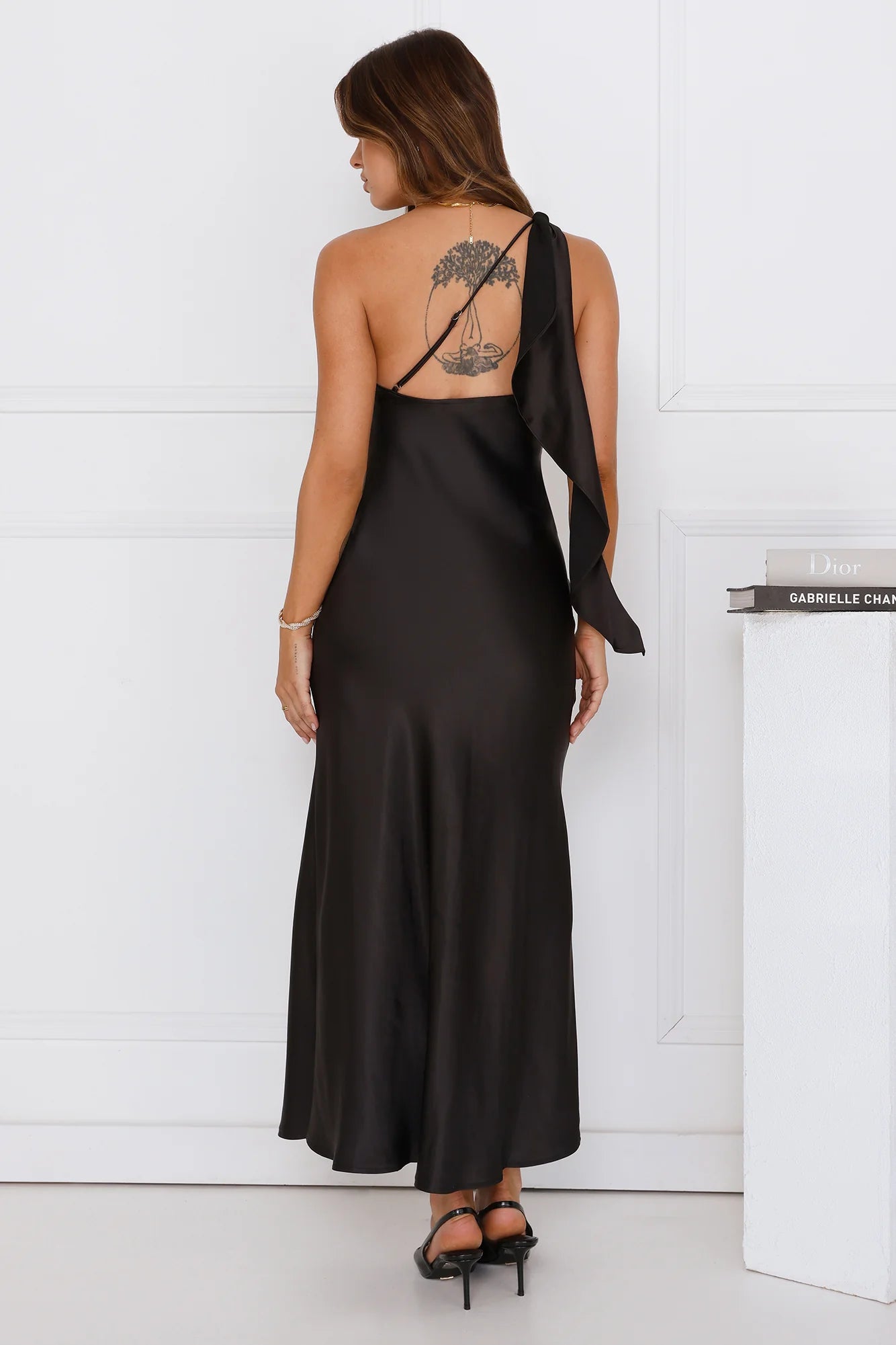 Romantic Tales Satin One Shoulder Maxi Dress