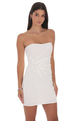 Pearl Butterfly Strapless Dress in White