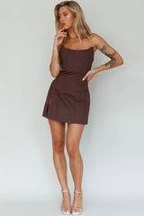 Luann Scoop Neckline Strapless Mini Dress Brown