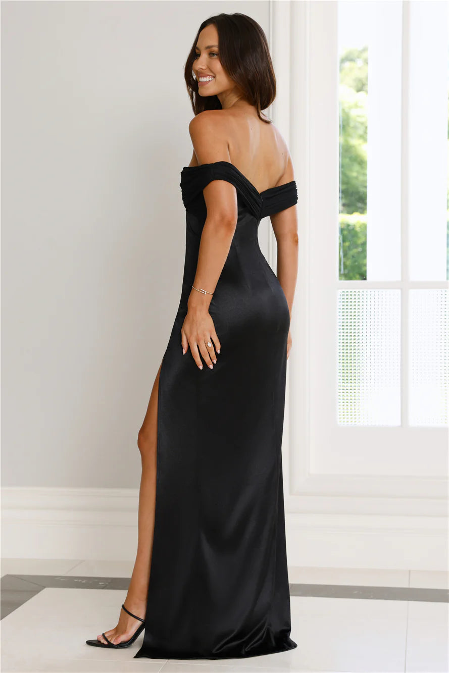 Couture Enchantment Off Shoulder Maxi Dress