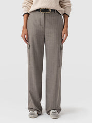 Astrid Cargo Pant - Brown Herringbone