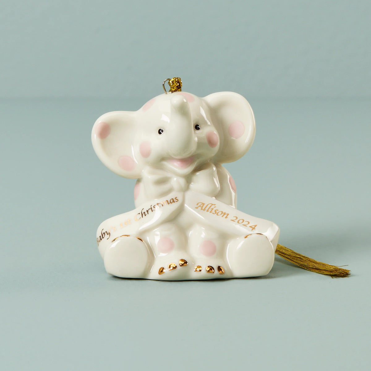 Personalized Baby's Pink Elephant Ornament