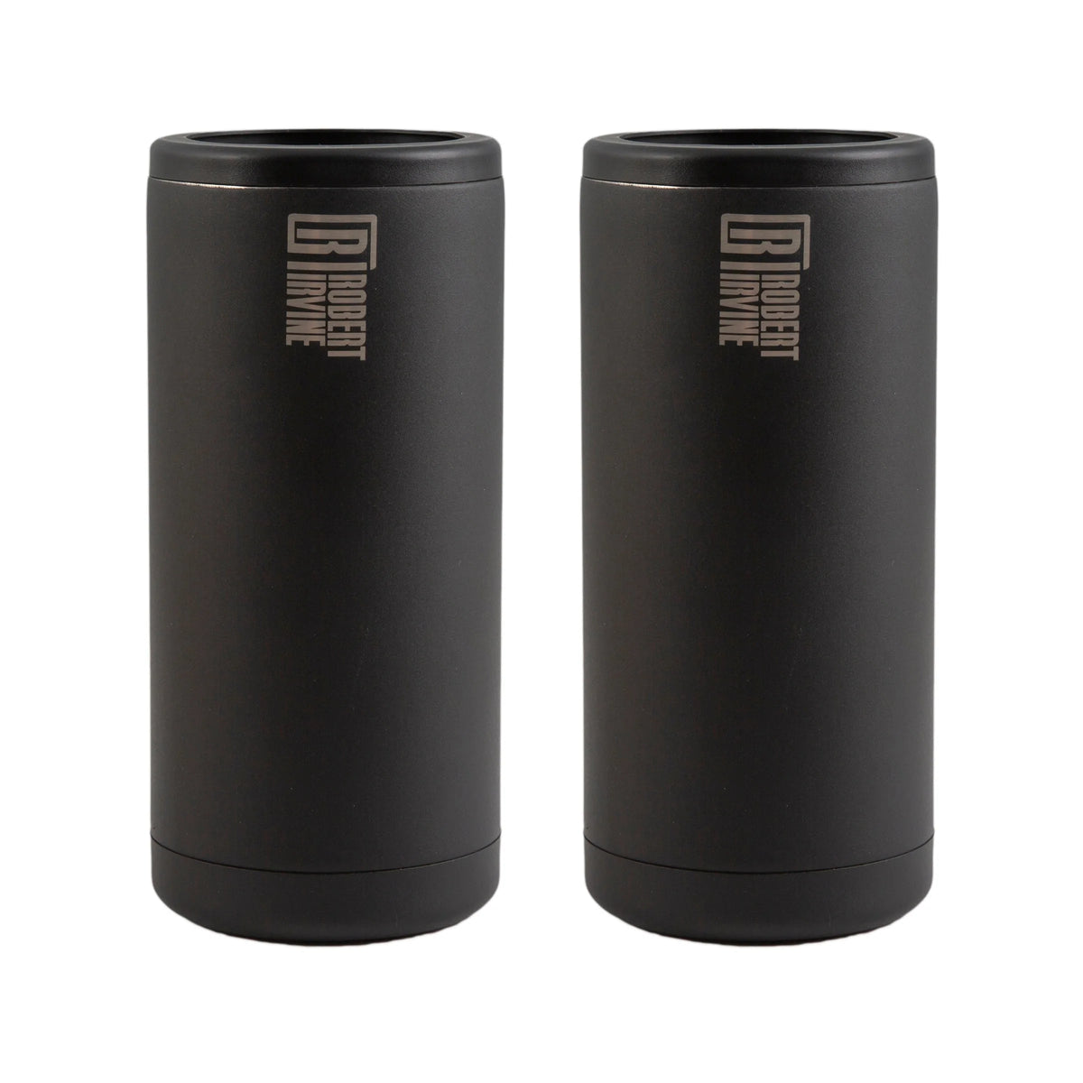 Robert Irvine 12 Oz Black Slim Coolers, Set Of 2