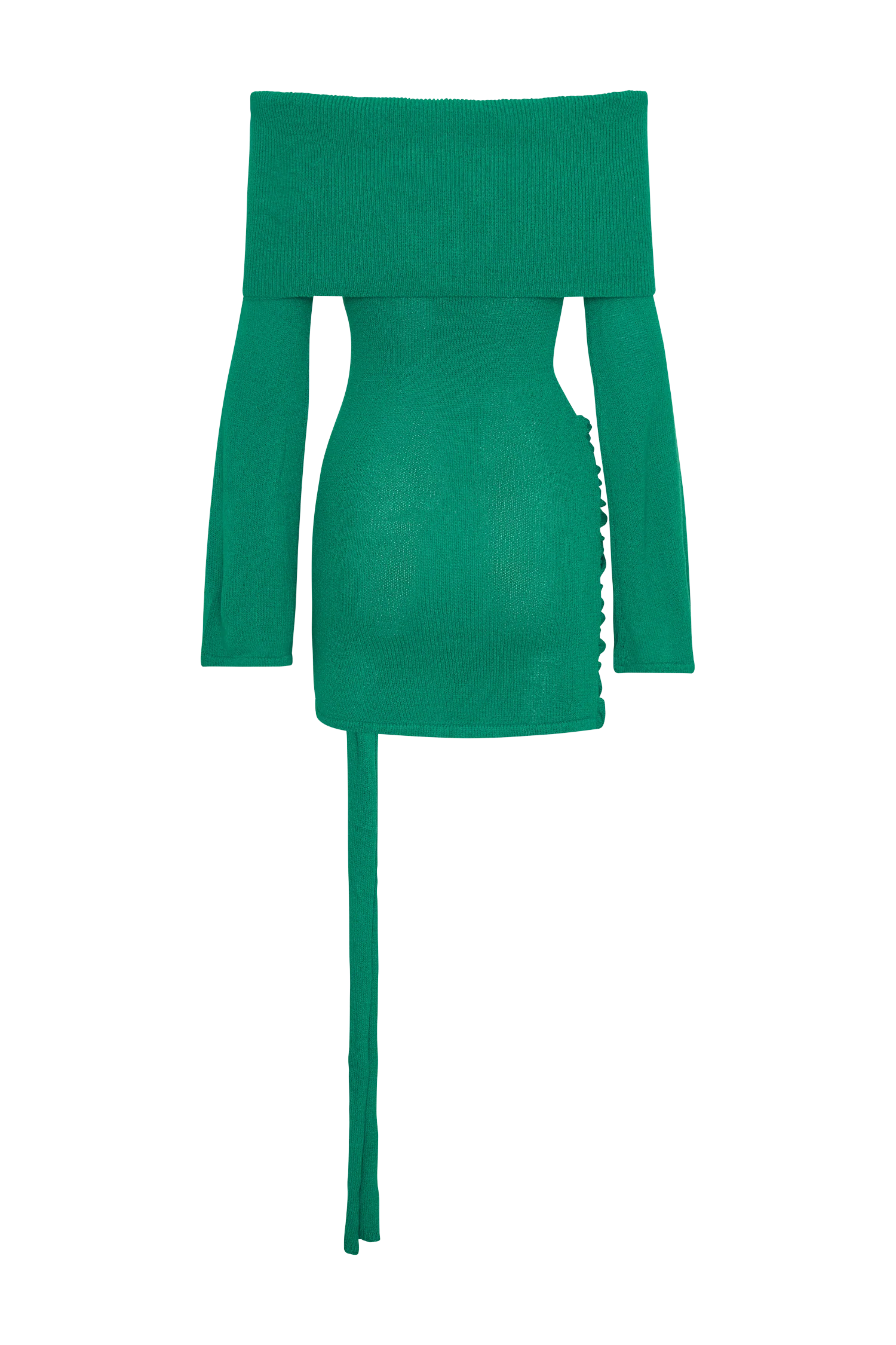 Camryn Off Shoulder Tie Knit Mini Dress - Green