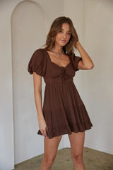 Dallas Open Back Puff Sleeve Babydoll Mini Dress