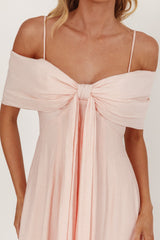 Lillibet Bow Tied Bust Midi Dress Pink