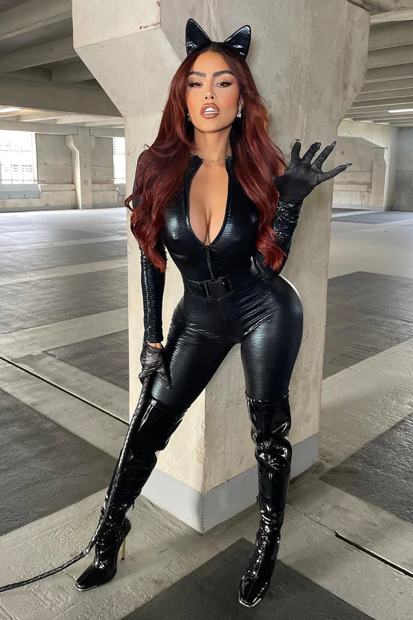 Cat Fight 5 Piece Costume Set - Black