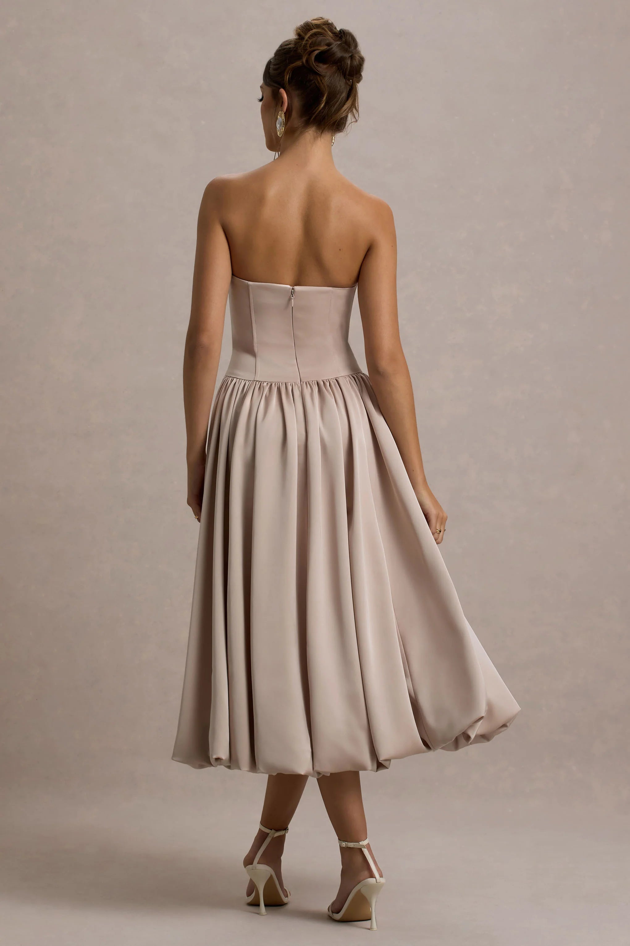 Keyton | Champagne Satin Bandeau Midi Dress