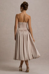 Keyton | Champagne Satin Bandeau Midi Dress