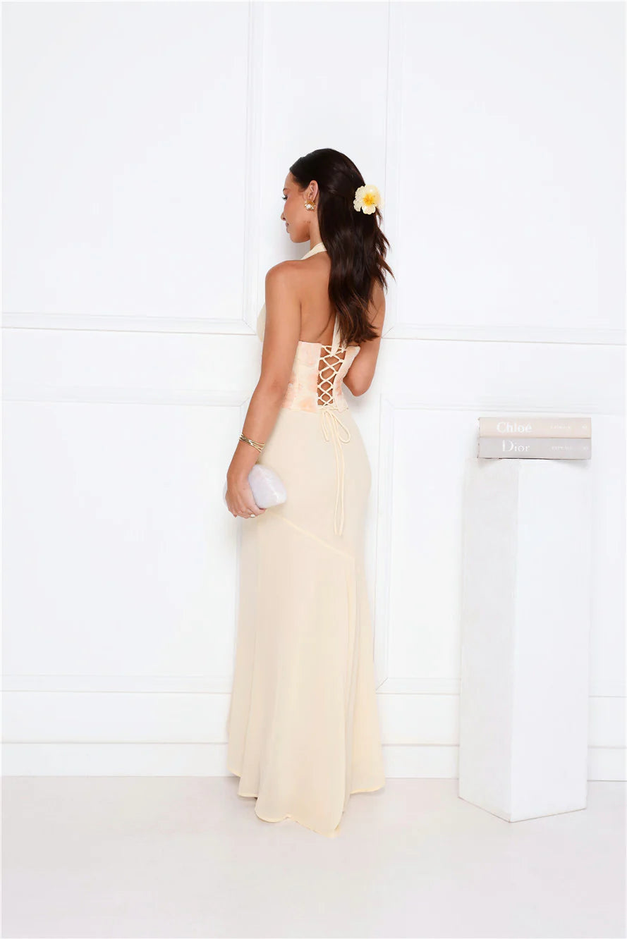 Silver Lining Love Halter Maxi Dress