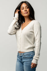 Heidi Pointelle Cardigan | Ivory