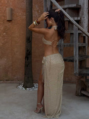 Orietta Maxi Skirt Gold