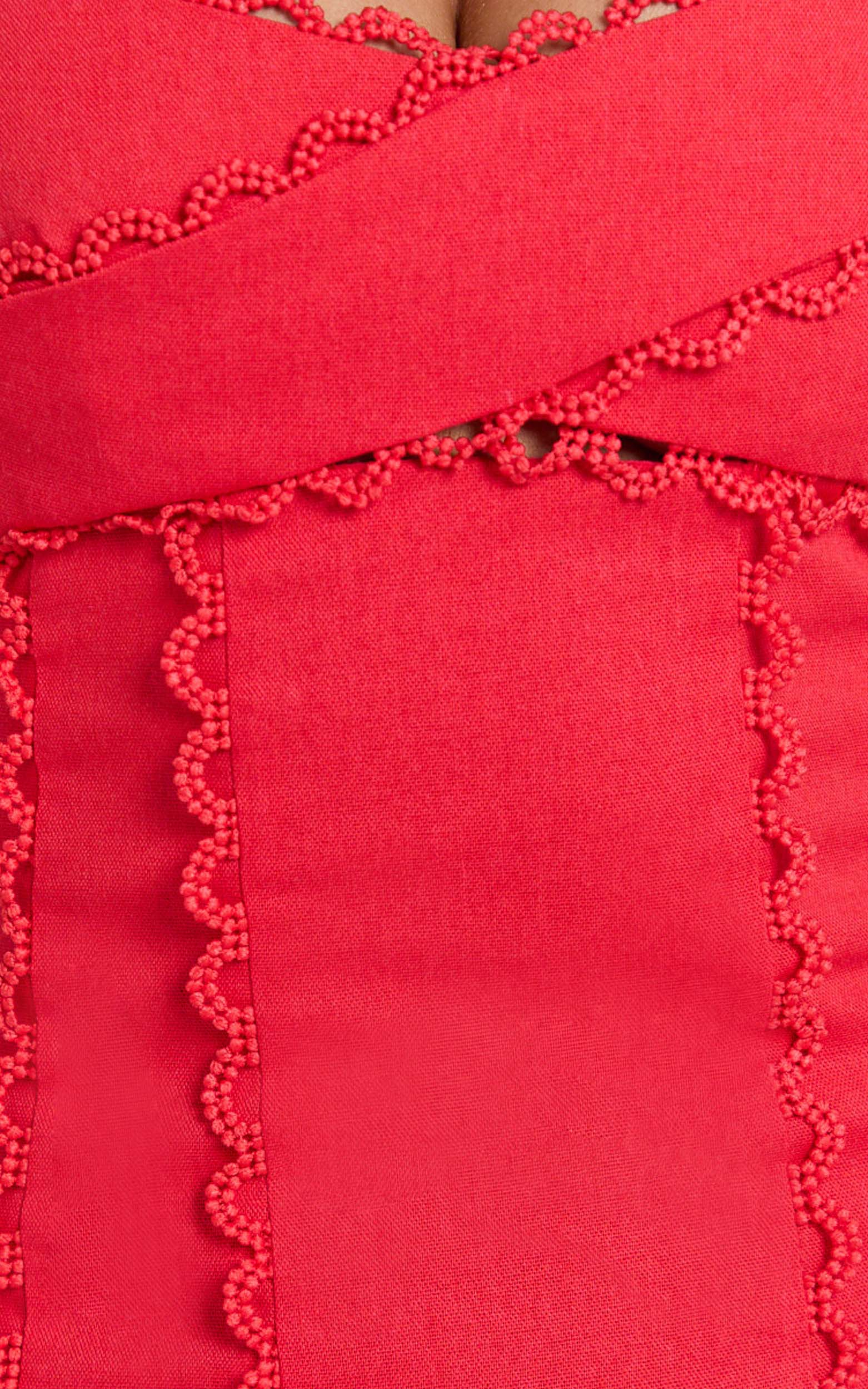 Sweetheart Tie Back Scallop Detail Dress in Red  Showpo Exclusive