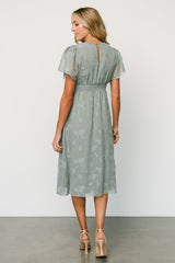 June Smocked Midi Dress | Eucalyptus
